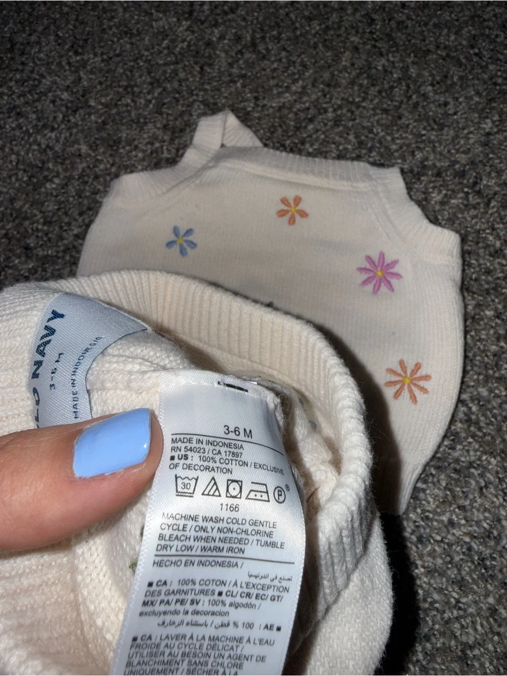 Old Navy Cream Knit Floral Embroidered Baby Set